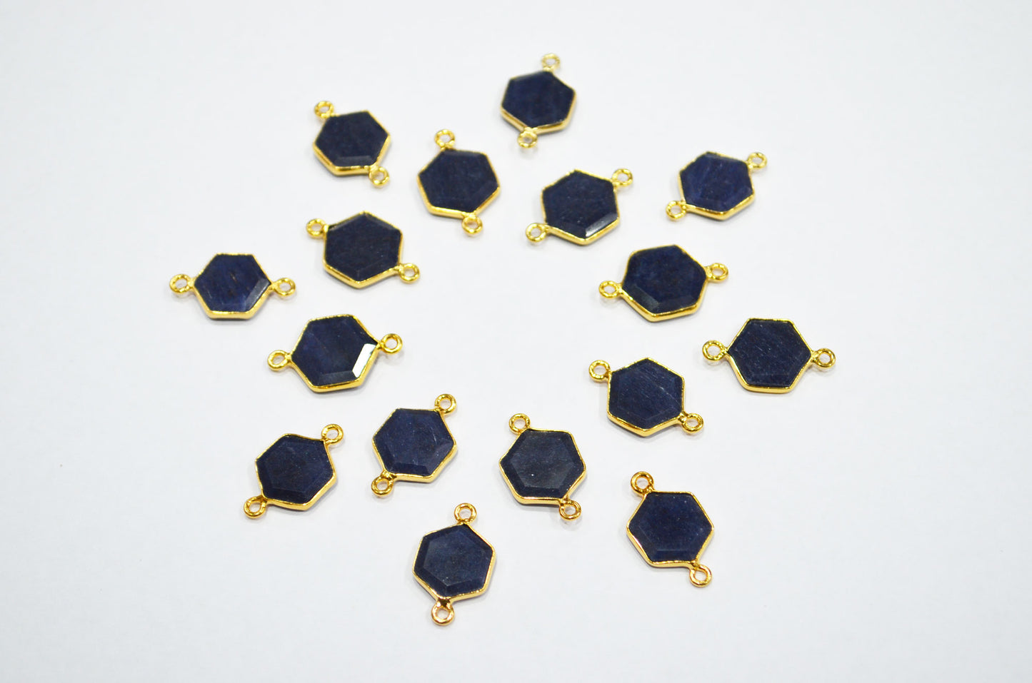 Blue Aventurine Faceted Hexagon Shape Connector , Sold By Piece , 13 - 15 mm , RB-7491