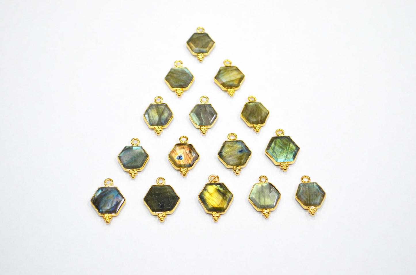 Labradorite Faceted Hexagon Shape Connector , Sold By Piece , 12 - 14 mm , RB-7498