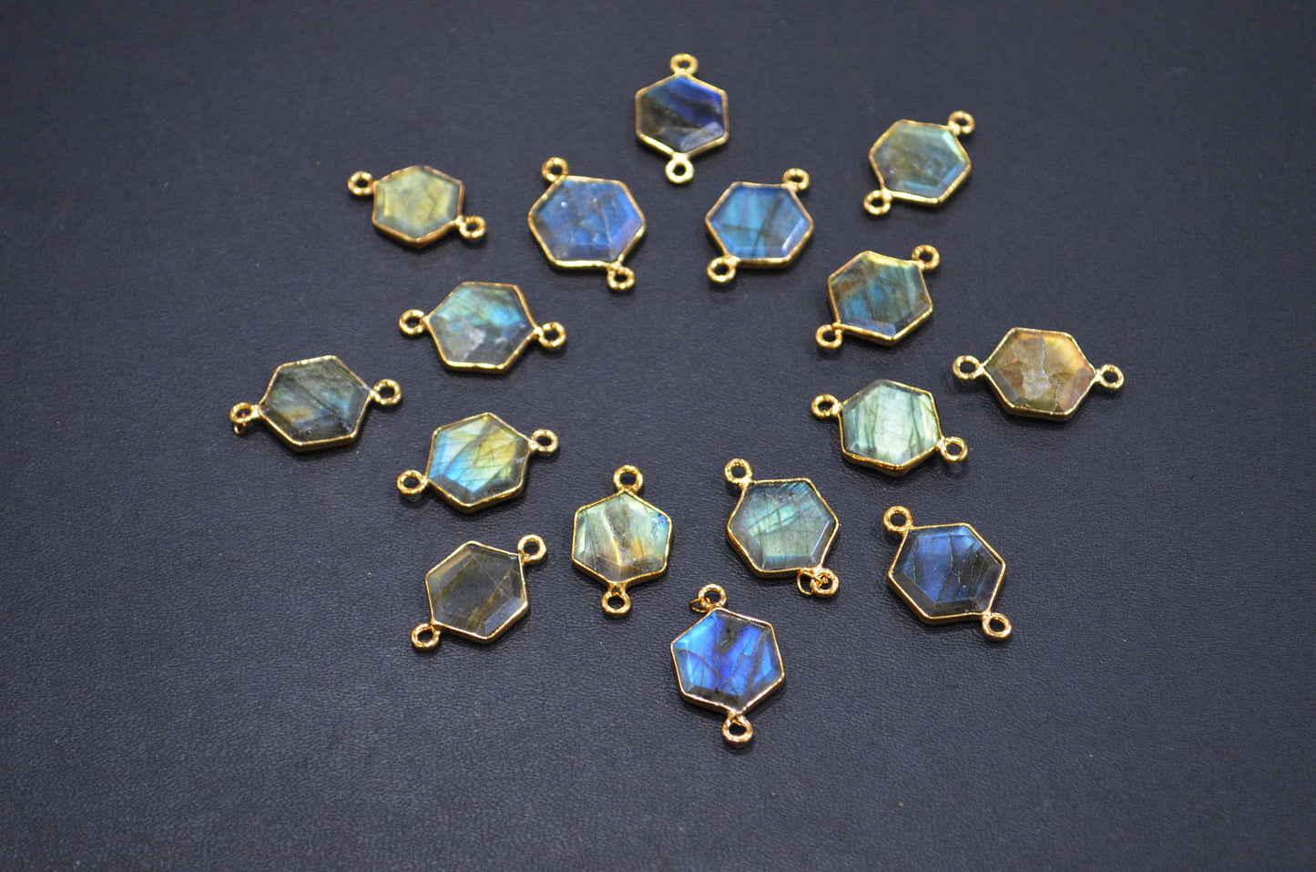Labradorite Faceted Hexagon Shape Connector , Sold By Piece , 13 - 15 mm , RB-7499