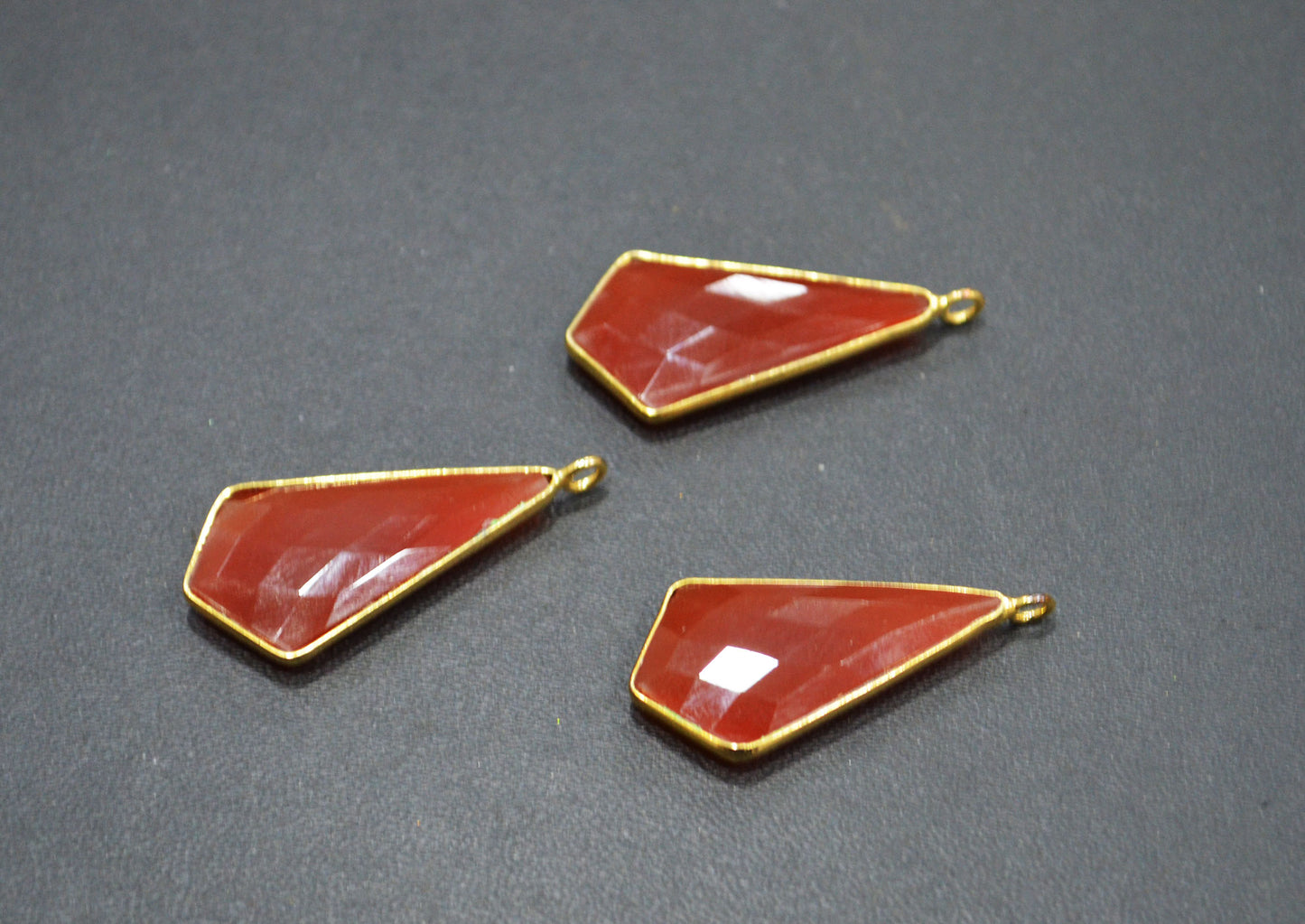 Carnelian Faceted Tie Shape Single Bail Connector , Sold By Piece , 16x30 mm , RB-7516