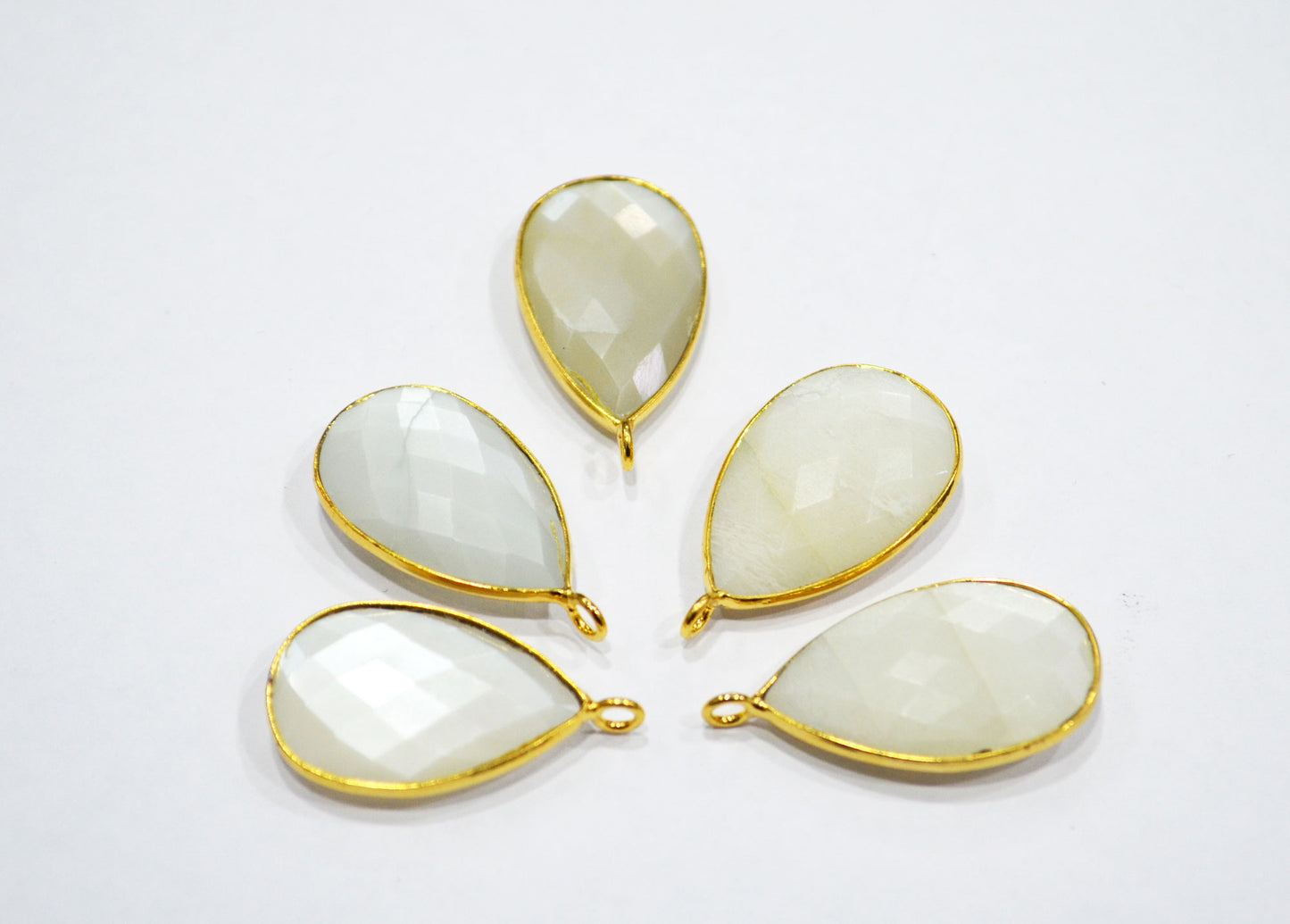 Ceylon Moonstone Faceted Pear Shape Connector , Sold By Piece , 16x25 mm , RB-7517