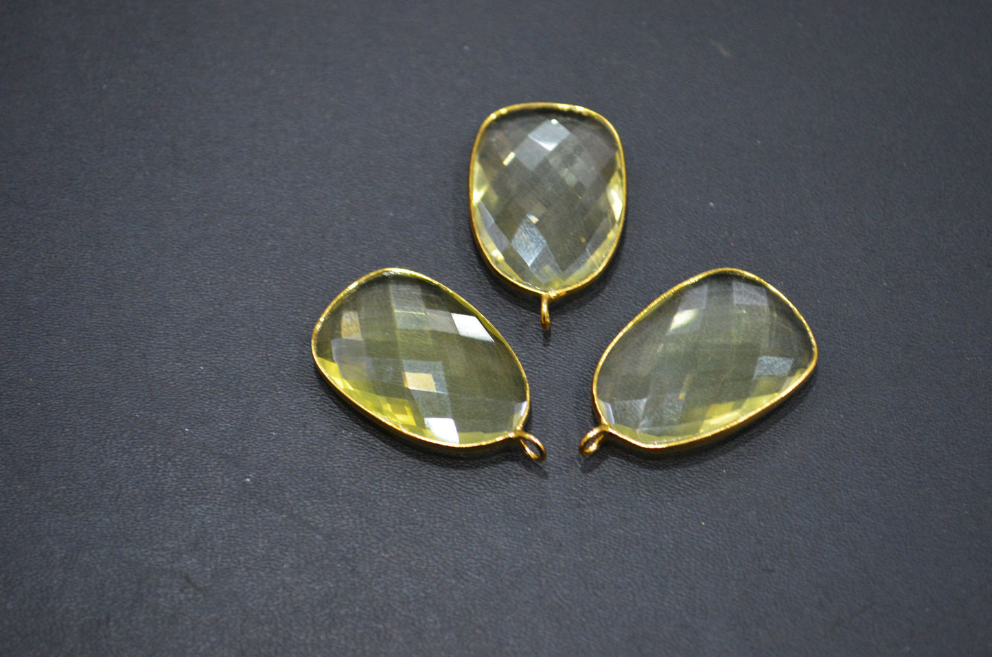 Lemon Quartz Faceted Slice Shape Connector , Sold By Piece , 30 - 32 mm , RB-7531
