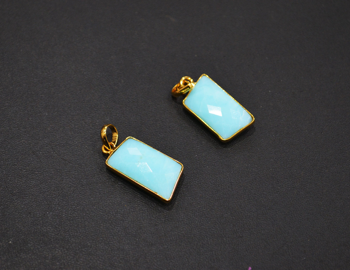Pack Of 2 Piece Peruvian Blue Opal Faceted Fancy Shape Pendant , Sold By Pack , 13x22 mm , RB-7546