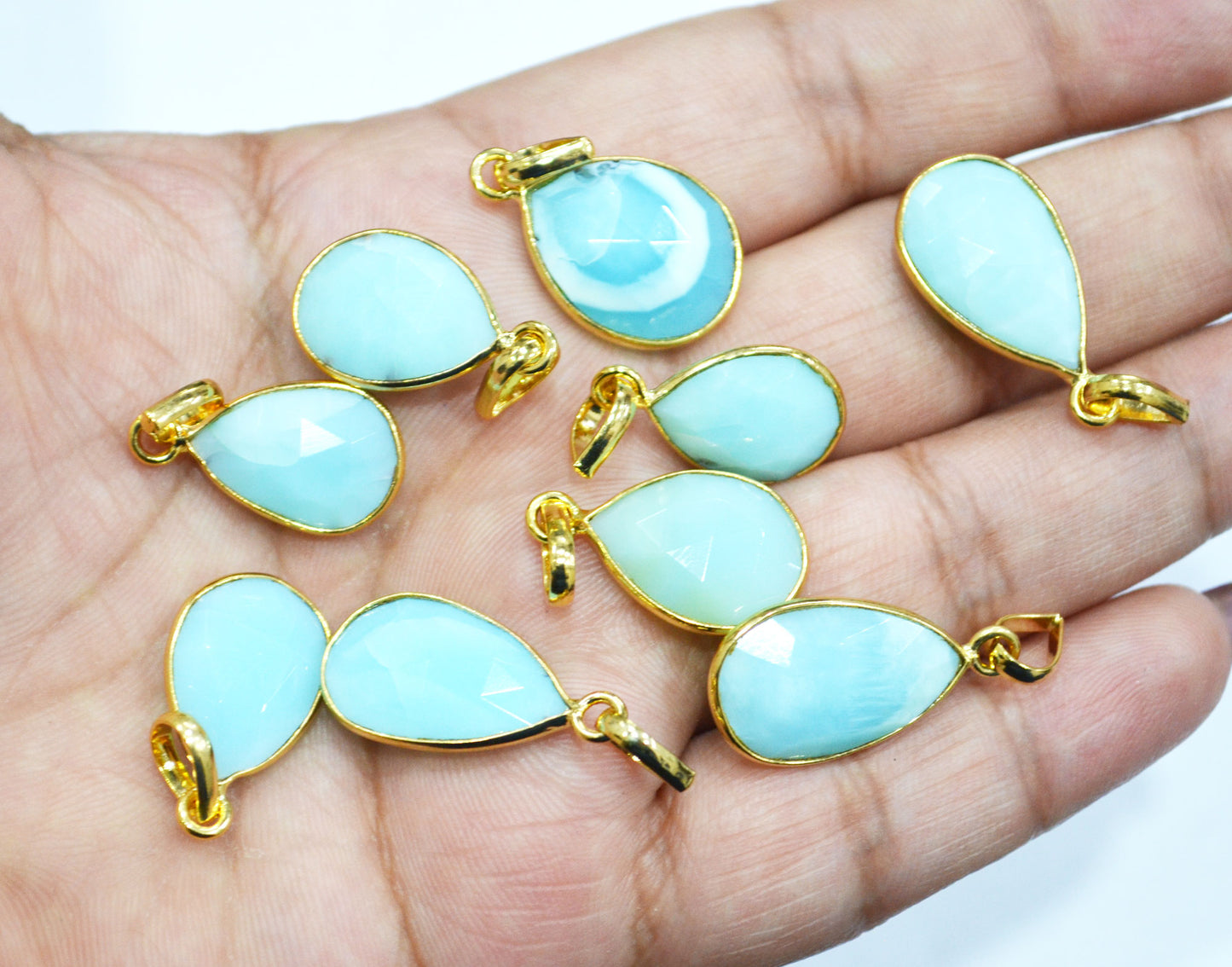 Peruvian Blue Opal Faceted Pear Shape Pendant , Sold By Piece , 13x16 - 14x20 mm , RB-7556