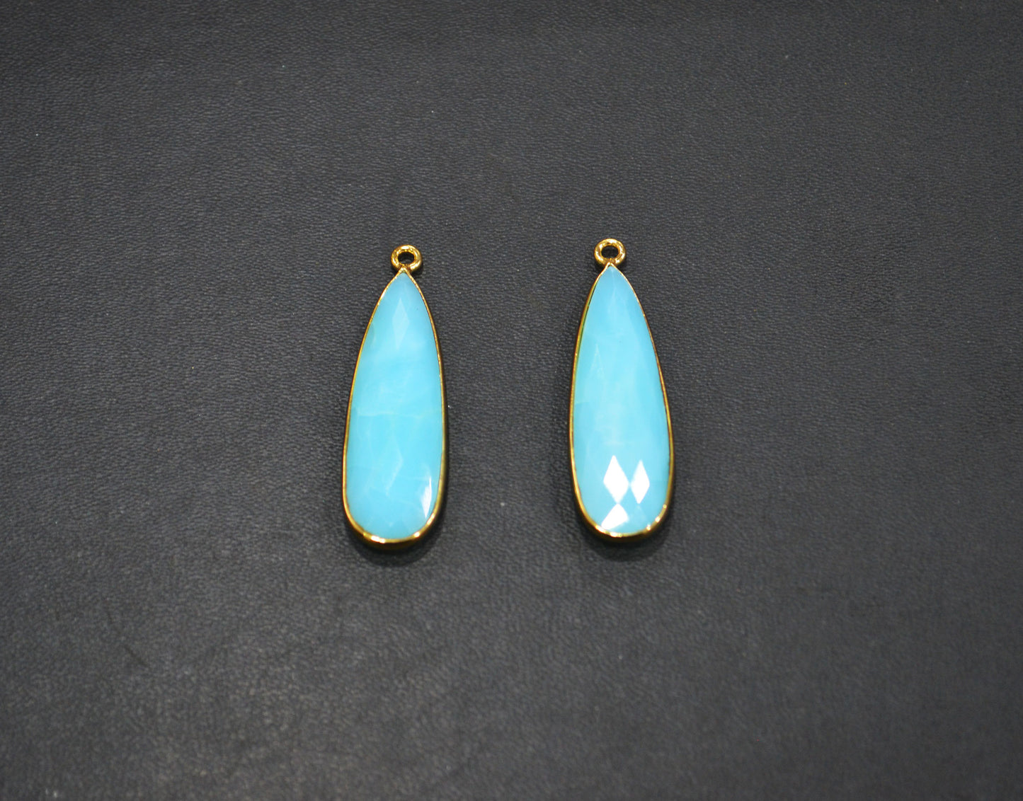 Blue Peruvian Opal Faceted Pear Shape Connector , Sold By Piece , 12x36 mm , RB-7558