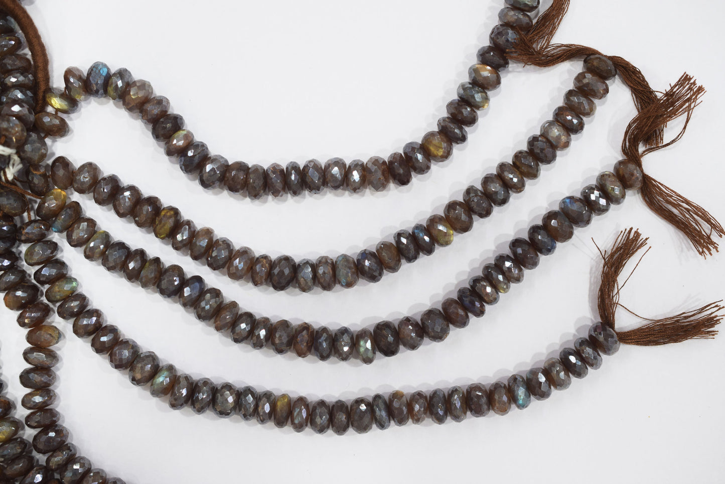 Chocolate Labradorite AB Coated Silver Rondelle Beads,Chcolate Labradorite AB Coated Silver Faceted Beads, 9.50 mm, 7" ,17249
