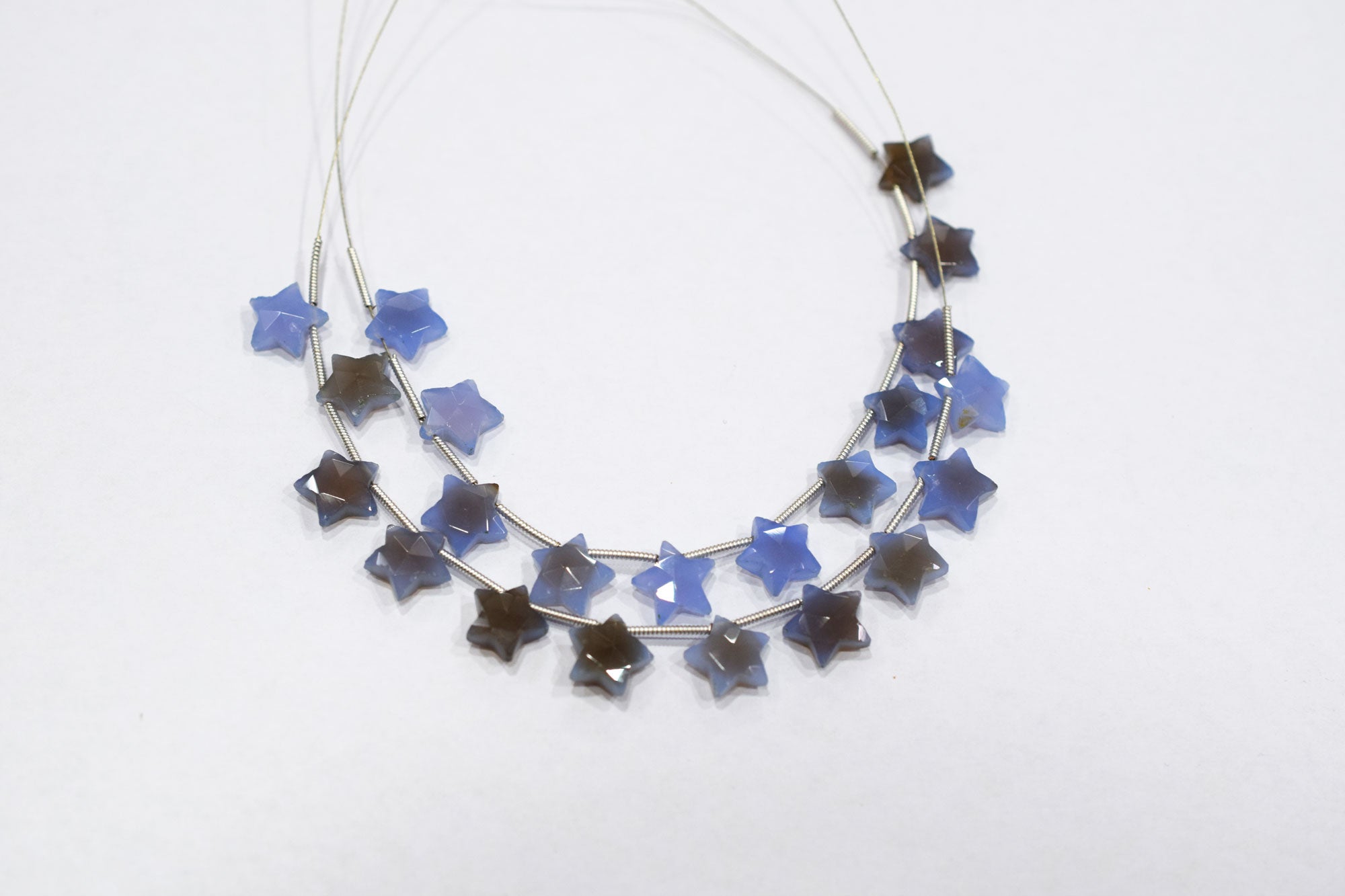 11 Pieces Natural Blue Chalcedony Concave Cut Star Shape Faceted Briolettes , Sold By Strand , 10 mm , 17361