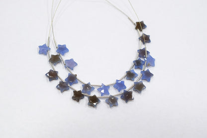 11 Pieces Natural Blue Chalcedony Concave Cut Star Shape Faceted Briolettes , Sold By Strand , 10 mm , 17361