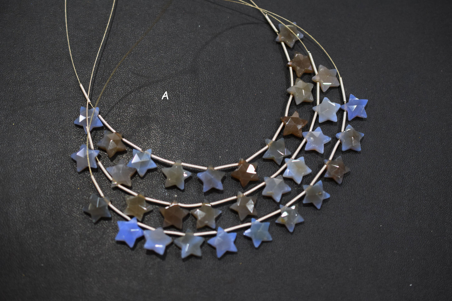 11 Pieces Natural Blue Chalcedony Concave Cut Star Shape Faceted Briolettes , Sold By Strand , 10 mm , 17361