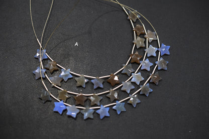 11 Pieces Natural Blue Chalcedony Concave Cut Star Shape Faceted Briolettes , Sold By Strand , 10 mm , 17361