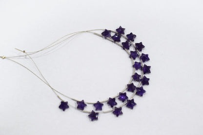11 Pieces Natural Amethyst Concave Cut Star Shape Faceted Briolettes , Sold By Strand , 10 mm , 17363