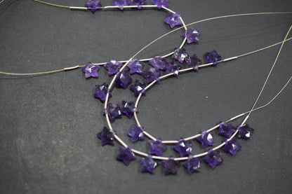 11 Pieces Natural Amethyst Concave Cut Star Shape Faceted Briolettes , Sold By Strand , 10 mm , 17363