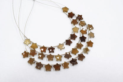 10 Pcs Natural Grey Chalcedony Concave Cut Star Shape Faceted Briolettes , Sold By Strand , 10 mm , 17364