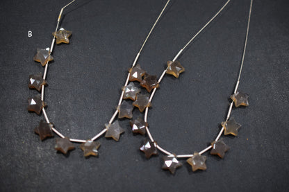 10 Pcs Natural Grey Chalcedony Concave Cut Star Shape Faceted Briolettes , Sold By Strand , 10 mm , 17364