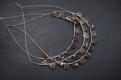 10 Pcs Natural Grey Chalcedony Concave Cut Star Shape Faceted Briolettes , Sold By Strand , 10 mm , 17364