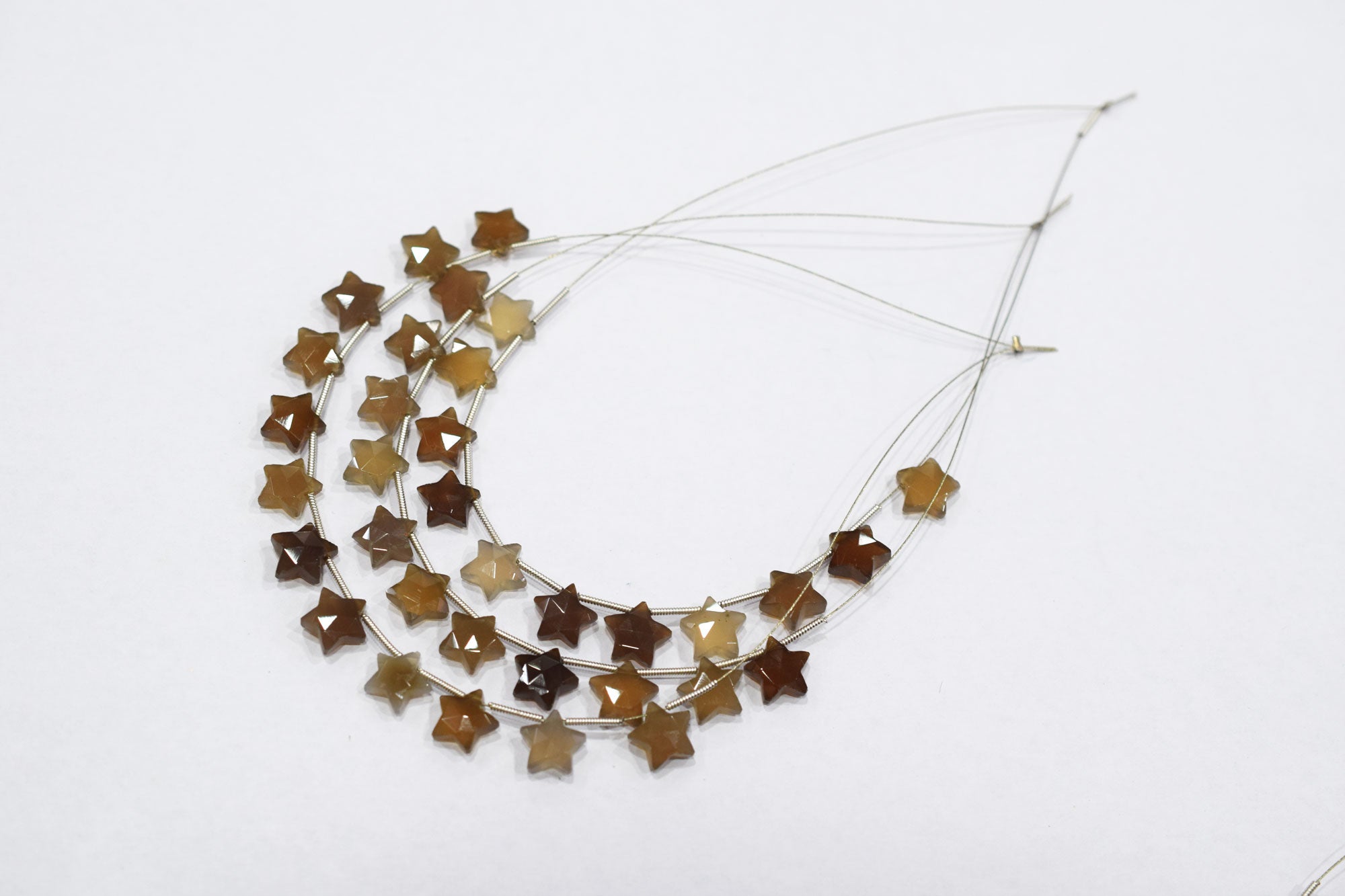 10 Pcs Natural Grey Chalcedony Concave Cut Star Shape Faceted Briolettes , Sold By Strand , 10 mm , 17364