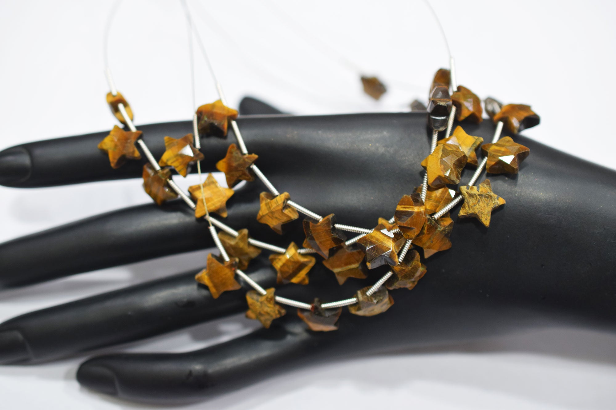 11 Pieces Natural Tiger Eye Concave Cut Star Shape Faceted Briolettes , Sold By Strand , 10 mm , 17365