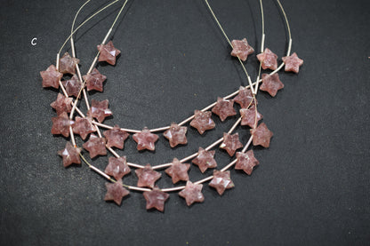11 Pieces Red Strawberry Quartz Concave Cut Star Shape Faceted Briolettes , Sold By Strand , 10 mm , 17366