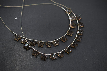 11 Pieces Natural Smoky Concave Cut Star Shape Faceted Briolettes , Sold By Strand , 10 mm , 17367