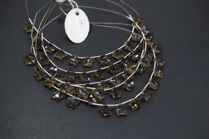 11 Pieces Natural Smoky Concave Cut Star Shape Faceted Briolettes , Sold By Strand , 10 mm , 17367