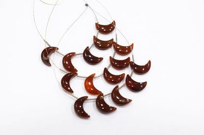 5 Pieces Dark Color Carnelian Smooth Crescent Half Moon Shape Briolettes , Sold By Strand , 8x18 - 9x18 mm , 17372