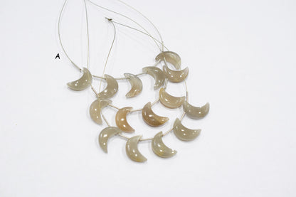 5 Pieces Grey Moonstone Smooth Crescent Half Moon Shape Briolettes , Sold By Strand , 7x17 - 8x18 mm , 17374