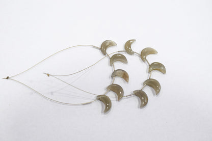 5 Pieces Grey Moonstone Smooth Crescent Half Moon Shape Briolettes , Sold By Strand , 7x17 - 8x18 mm , 17374