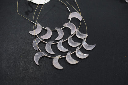 5 Pieces Natural Rose Quartz Faceted Crescent Half Moon Shape Briolettes , Sold By Strand, 7x18 - 8x18 mm , 17375A