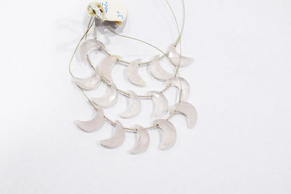 5 Pieces Natural Rose Quartz Faceted Crescent Half Moon Shape Briolettes , Sold By Strand, 7x18 - 8x18 mm , 17375A