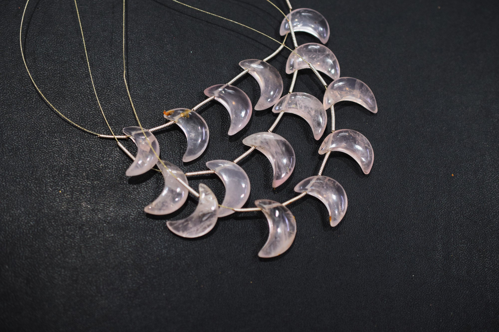 5 Pieces Natural Rose Quartz Smooth Crescent Half Moon Shape Briolettes , Sold By Strand , 8x18 - 9x19 mm , 17376