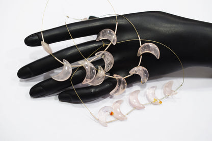 5 Pieces Natural Rose Quartz Smooth Crescent Half Moon Shape Briolettes , Sold By Strand , 8x18 - 9x19 mm , 17376