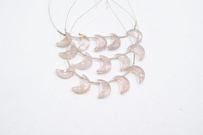 5 Pieces Natural Rose Quartz Smooth Crescent Half Moon Shape Briolettes , Sold By Strand , 8x18 - 9x19 mm , 17376