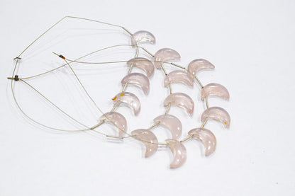 5 Pieces Natural Rose Quartz Smooth Crescent Half Moon Shape Briolettes , Sold By Strand , 8x18 - 9x19 mm , 17376
