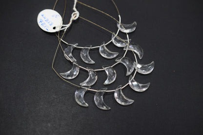 5 Pieces Natural Rock Crystal Faceted Crescent Half Moon Shape Briolettes , Sold By Strand , 7x18 - 8x18 mm , 17377