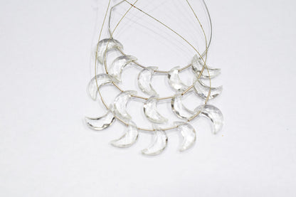 5 Pieces Natural Rock Crystal Faceted Crescent Half Moon Shape Briolettes , Sold By Strand , 7x18 - 8x18 mm , 17377