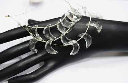 5 Pieces Natural Rock Crystal Faceted Crescent Half Moon Shape Briolettes , Sold By Strand , 7x18 - 8x18 mm , 17377