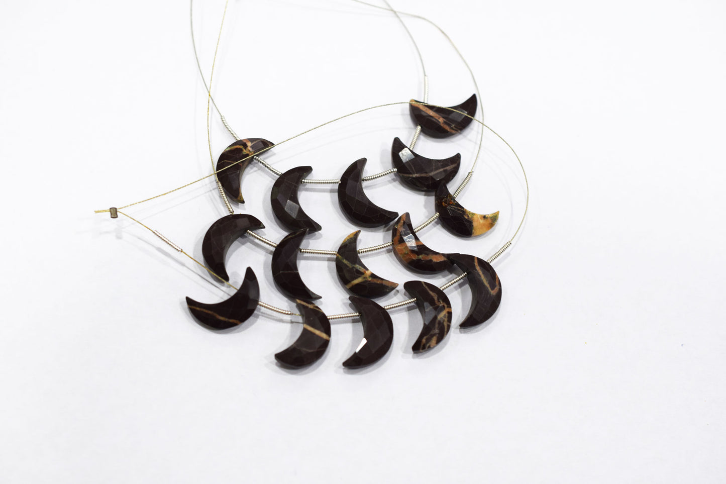5 Pieces Chocolate Jasper Faceted Crescent Half Moon Shape Briolettes , Sold By Strand , 7x18 - 8x18 mm , 17378