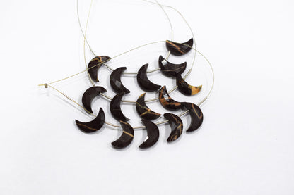 5 Pieces Chocolate Jasper Faceted Crescent Half Moon Shape Briolettes , Sold By Strand , 7x18 - 8x18 mm , 17378