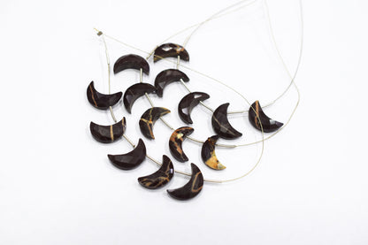 5 Pieces Chocolate Jasper Faceted Crescent Half Moon Shape Briolettes , Sold By Strand , 7x18 - 8x18 mm , 17378