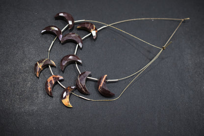 5 Pieces Chocolate Jasper Faceted Crescent Half Moon Shape Briolettes , Sold By Strand , 7x18 - 8x18 mm , 17378