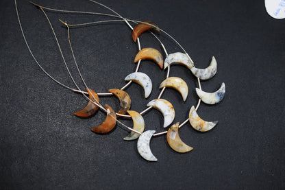 5 Pieces Dendrite Opal Faceted Crescent Half Moon Shape Briolettes , Sold By Strand , 7x18 - 8x18 mm , 17379