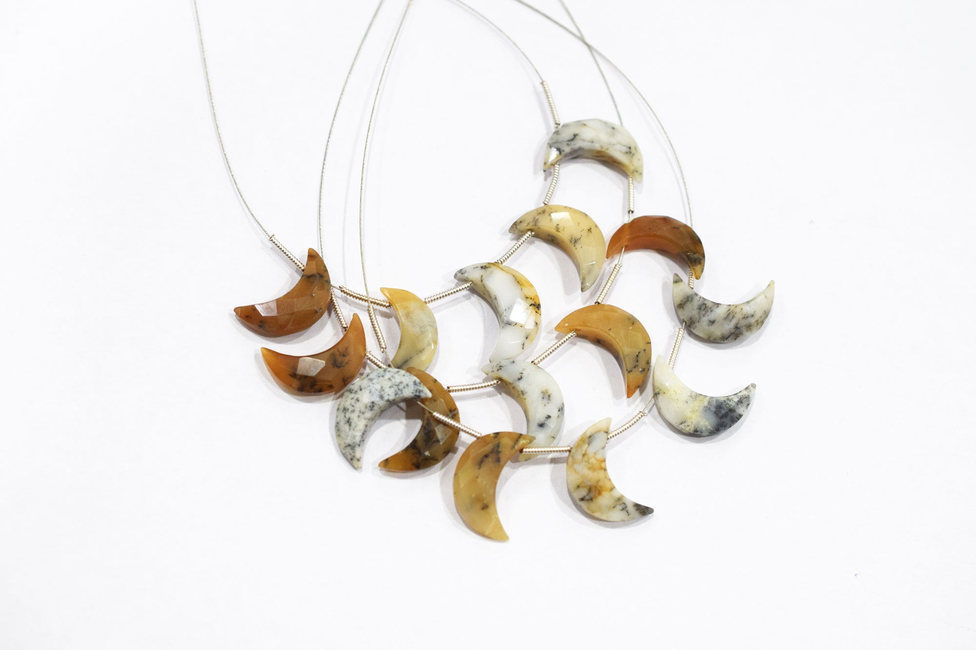 5 Pieces Dendrite Opal Faceted Crescent Half Moon Shape Briolettes , Sold By Strand , 7x18 - 8x18 mm , 17379