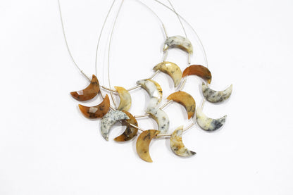 5 Pieces Dendrite Opal Faceted Crescent Half Moon Shape Briolettes , Sold By Strand , 7x18 - 8x18 mm , 17379