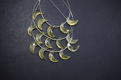 5 Pieces Lemon Quartz Faceted Crescent Half Moon Shape Briolettes , Sold By Strand , 7x18 - 8x19 mm , 17382