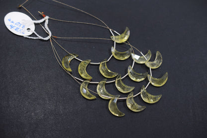 5 Pieces Lemon Quartz Faceted Crescent Half Moon Shape Briolettes , Sold By Strand , 7x18 - 8x19 mm , 17382