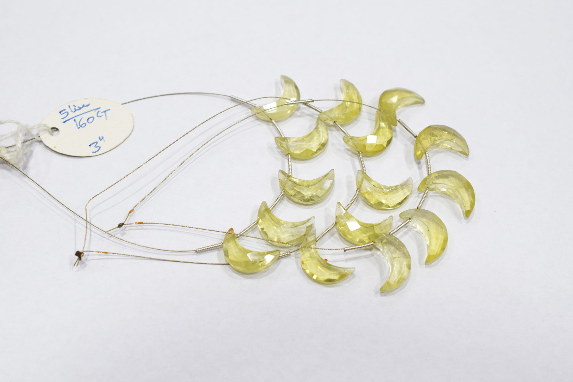 5 Pieces Lemon Quartz Faceted Crescent Half Moon Shape Briolettes , Sold By Strand , 7x18 - 8x19 mm , 17382