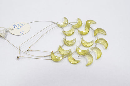 5 Pieces Lemon Quartz Faceted Crescent Half Moon Shape Briolettes , Sold By Strand , 7x18 - 8x19 mm , 17382