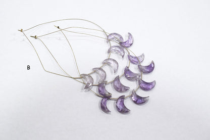 5 Pieces Pink Amethyst Faceted Crescent Half Moon Shape Briolettes , Sold By Strand , 7x18 - 8x18 mm , 17383