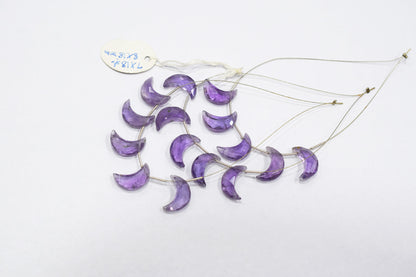 5 Pieces Pink Amethyst Faceted Crescent Half Moon Shape Briolettes , Sold By Strand , 7x18 - 8x18 mm , 17383