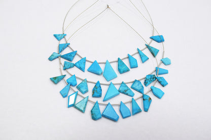 11 Pieces Howlite Turquoise Cut Tablets Geometrical Shape Briolettes , Sold By Strand , 8x14 - 14x18 mm , 17387